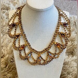 Vintage Florenza / Dan Kasoff / Lorraine Marcel Rhinestone Fancy Bib Necklace